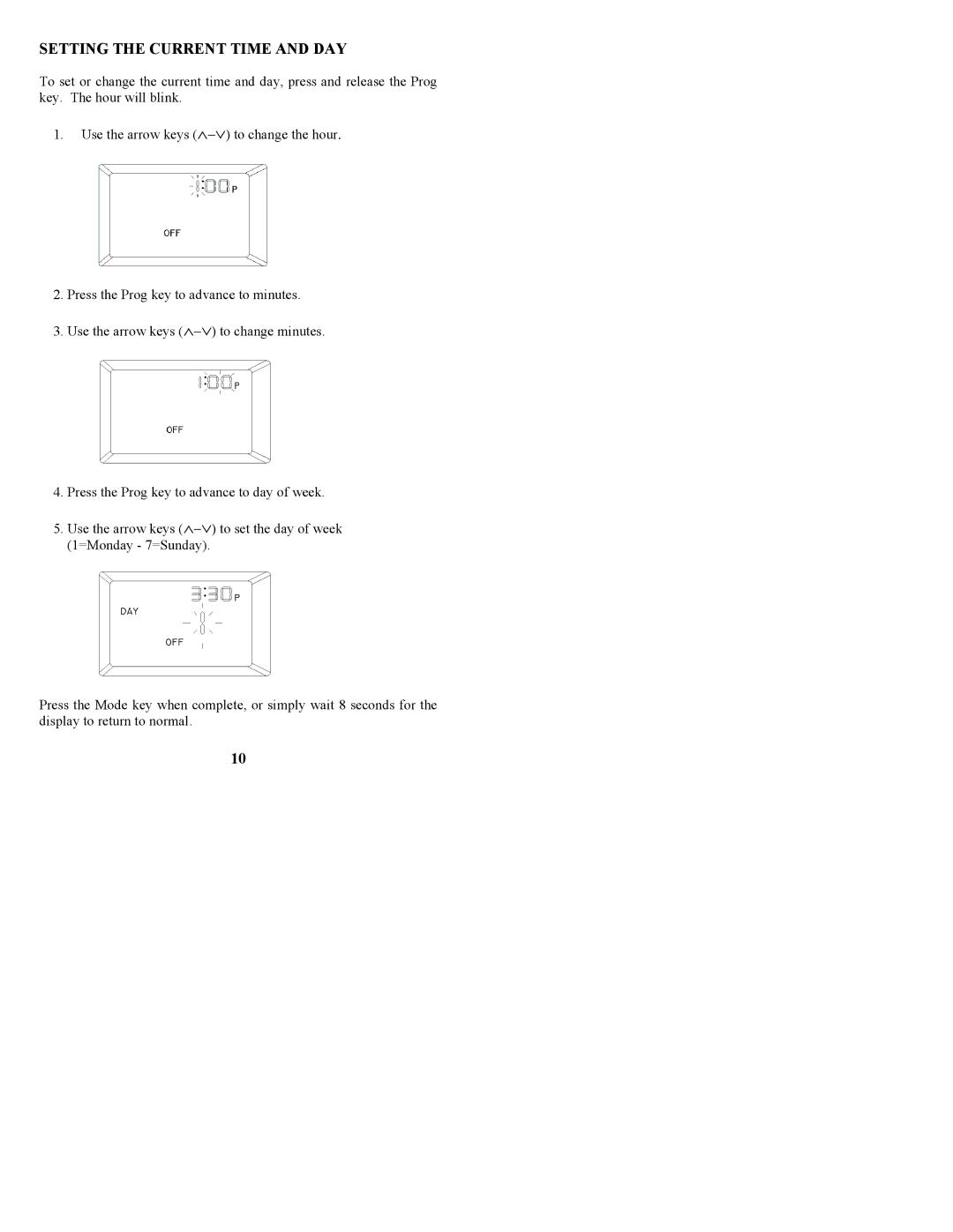 Home Automation RC-100BZ owner manual Setting the Current Time and DAY 