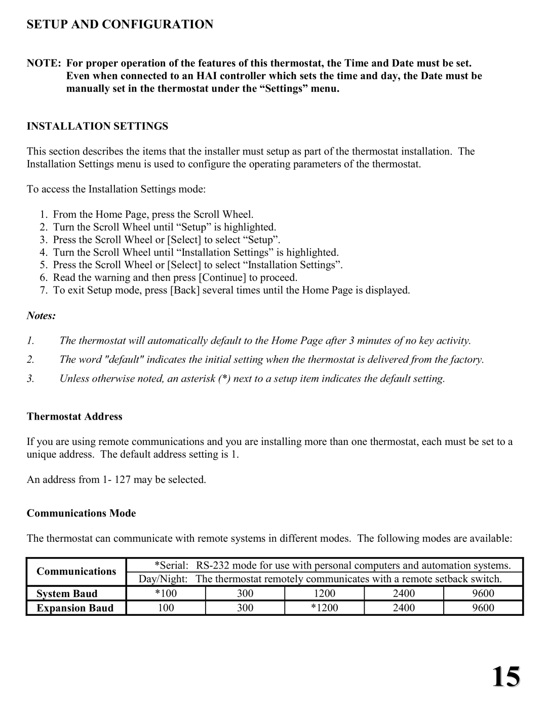 Home Automation RC-2000 installation instructions Installation Settings 