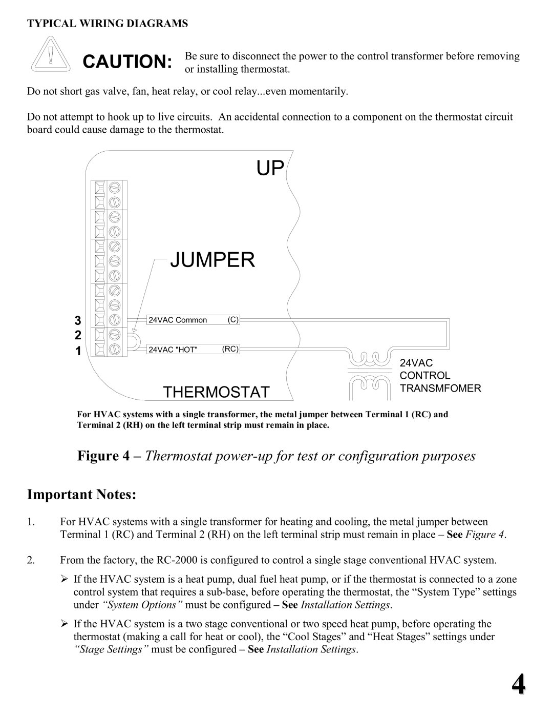 Home Automation RC-2000 installation instructions Jumper, Typical Wiring Diagrams 