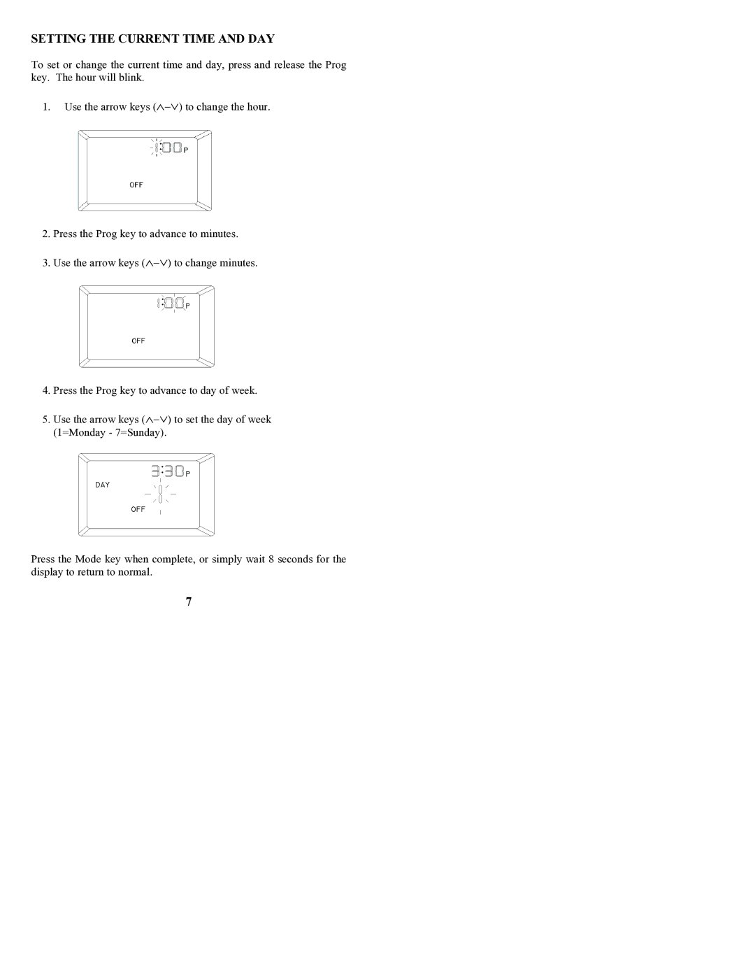 Home Automation RC-80B owner manual Setting the Current Time and DAY 