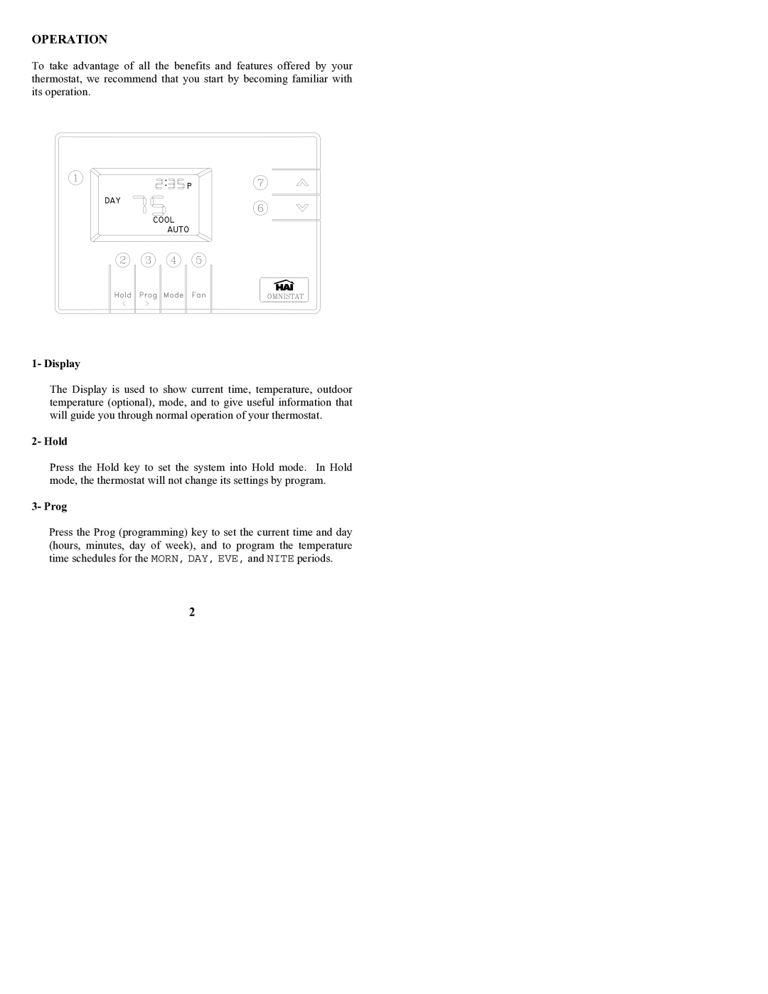 Home Automation RC-80B owner manual Operation, Display 