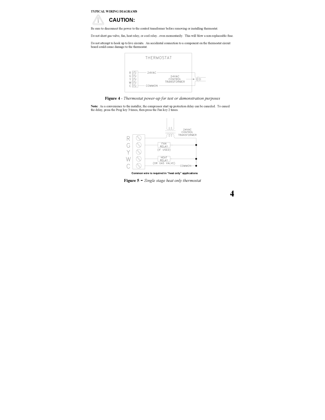 Home Automation RC-80BZ Thermostat power-up for test or demonstration purposes, Typical Wiring Diagrams 