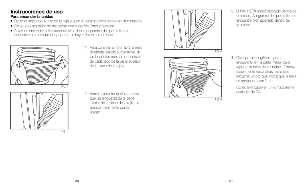 HoMedics AR-10 instruction manual Instrucciones de uso, Para encender la unidad 