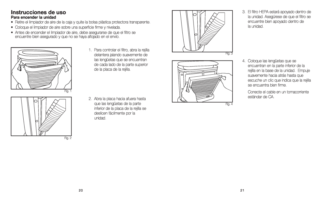 HoMedics AR-10 instruction manual Instrucciones de uso, Para encender la unidad 