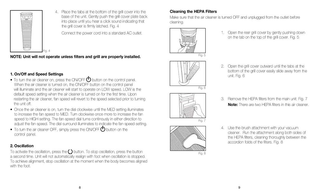 HoMedics AR-15 instruction manual Connect the power cord into a standard AC outlet, On/Off and Speed Settings, Oscillation 