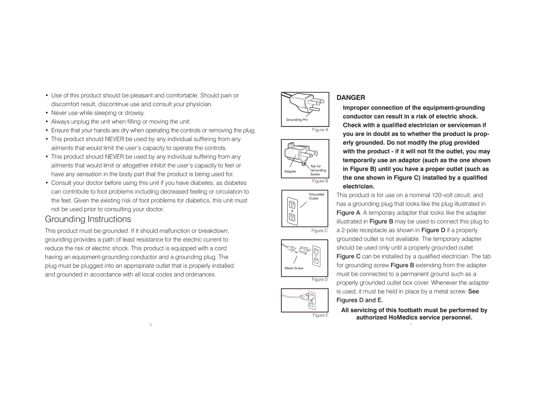 HoMedics BL-200 instruction manual Grounding Instructions, Figure a 