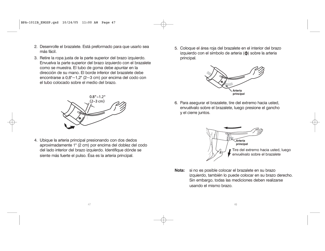 HoMedics BPA-101 manual ArteriaMain Principal 