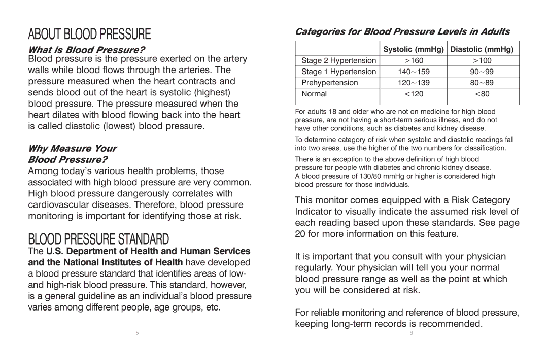 HoMedics BPA-110 manual About Blood Pressure 