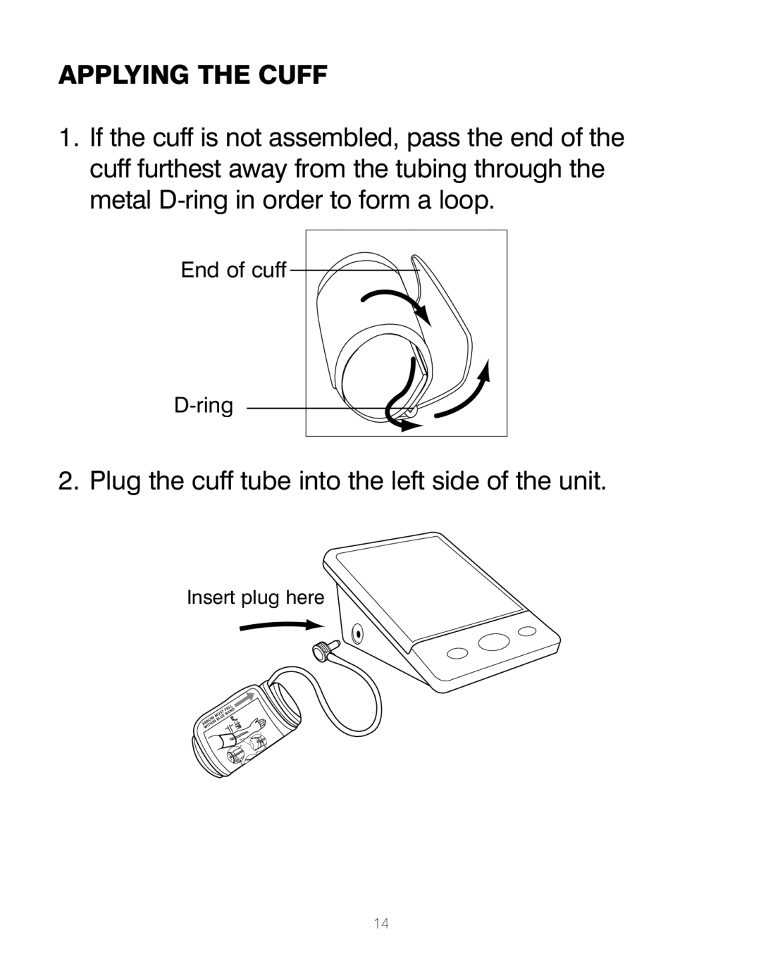 HoMedics BPA-200 manual Applying the Cuff 