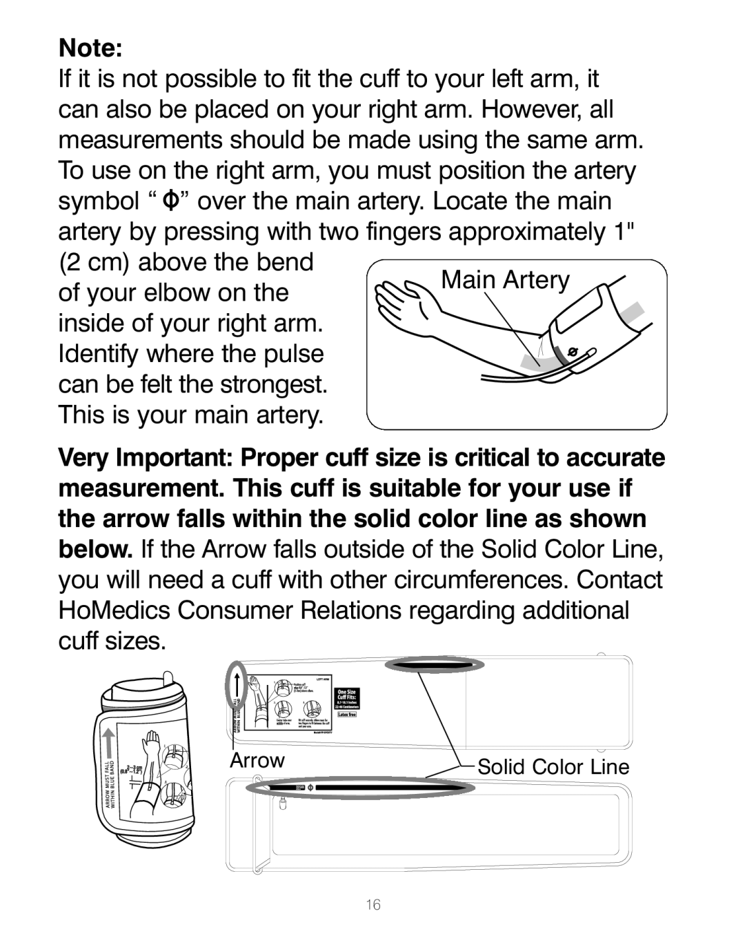 HoMedics BPA-200 manual Arrow Solid Color Line 