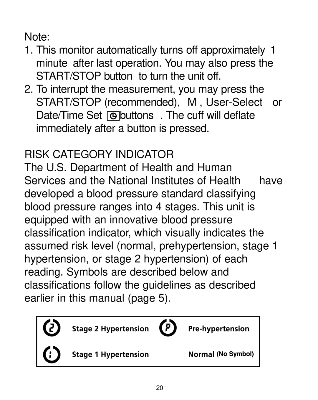 HoMedics BPA-200 manual Risk Category Indicator 