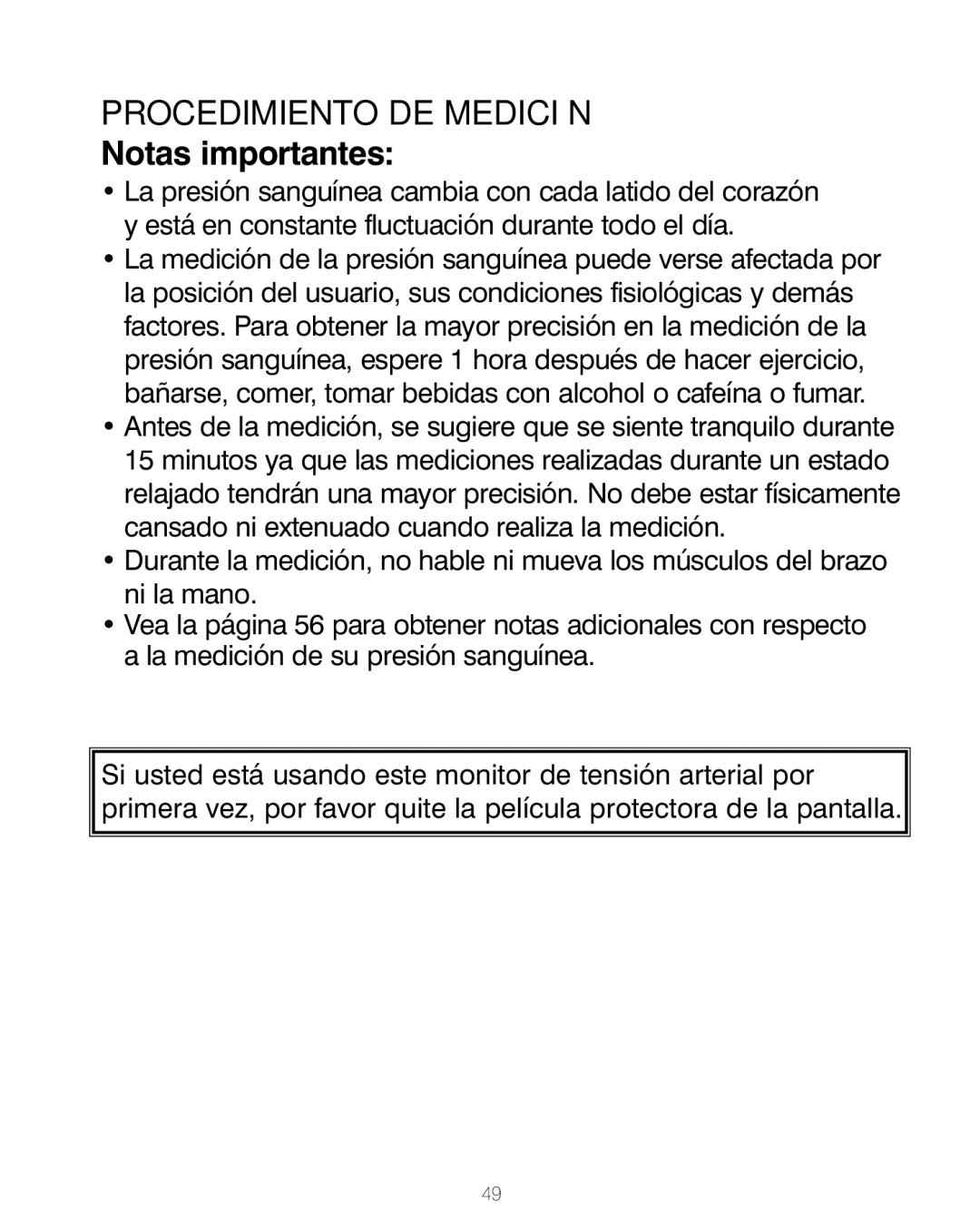 HoMedics BPA-200 manual Procedimiento DE Medición, Notas importantes 