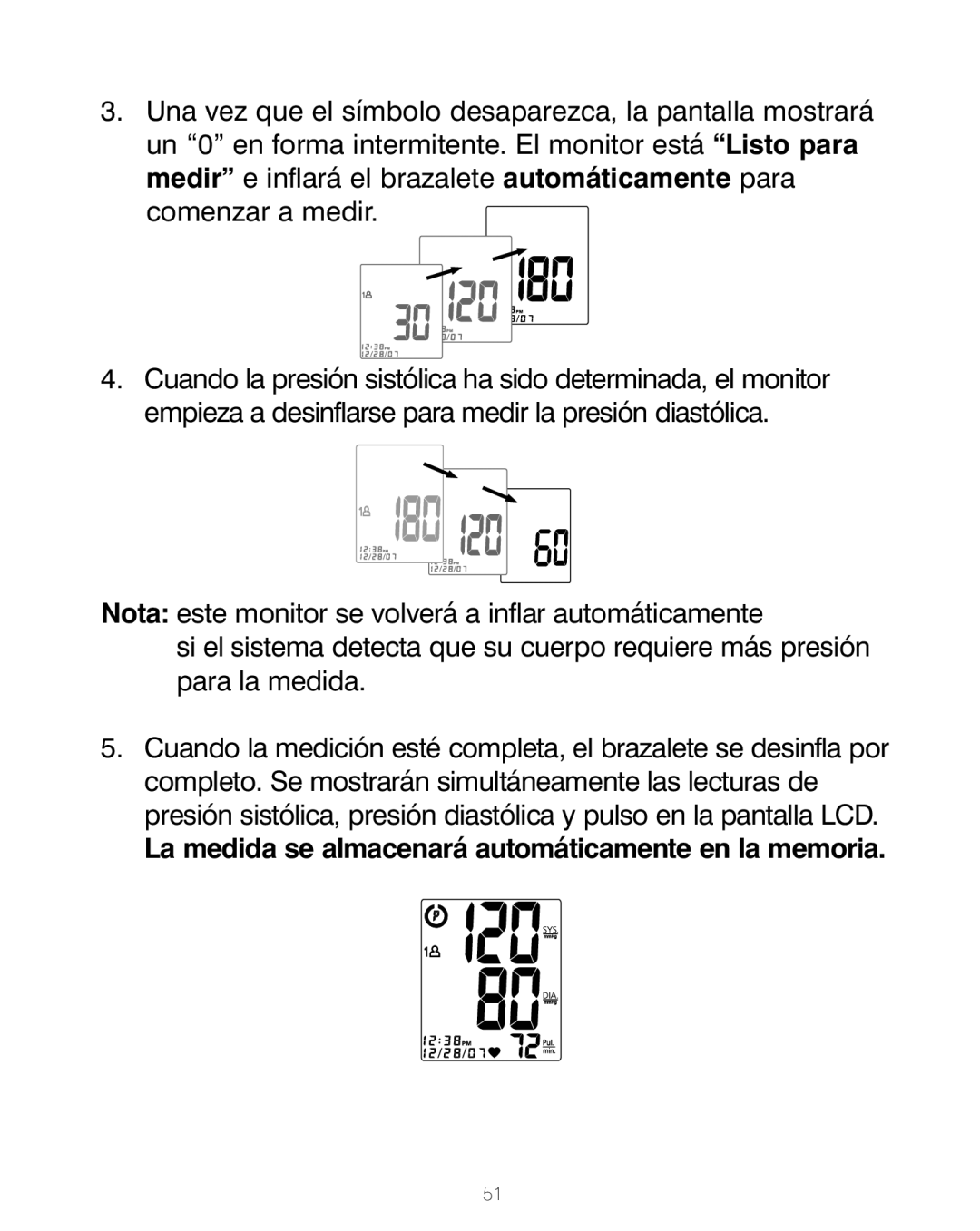 HoMedics BPA-200 manual La medida se almacenará automáticamente en la memoria 