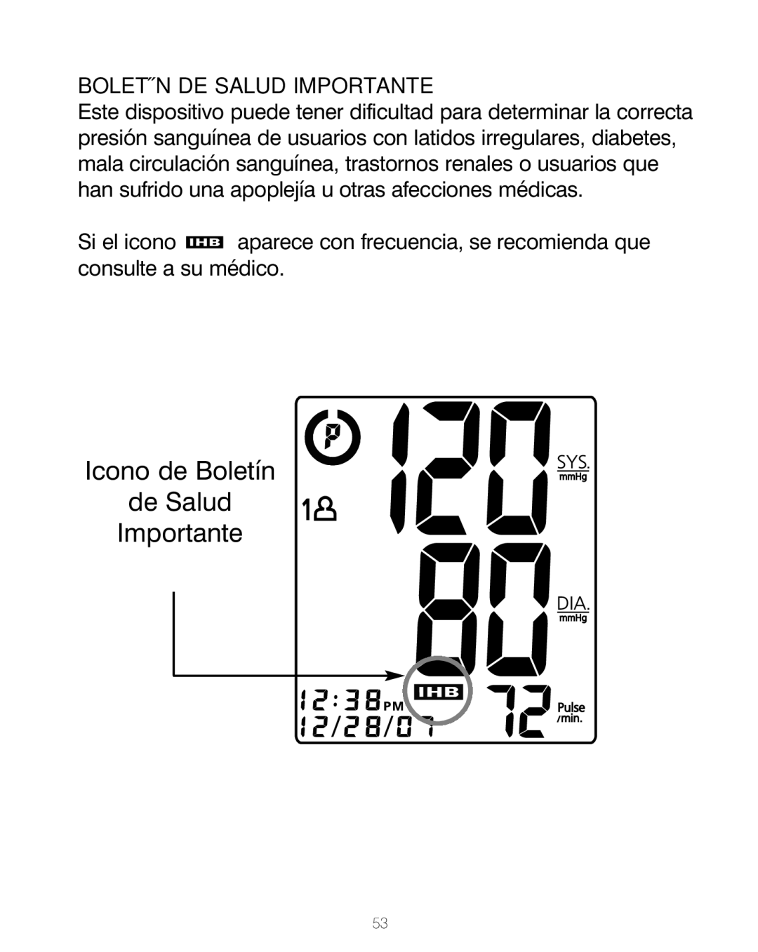 HoMedics BPA-200 manual Icono de Boletín De Salud Importante 