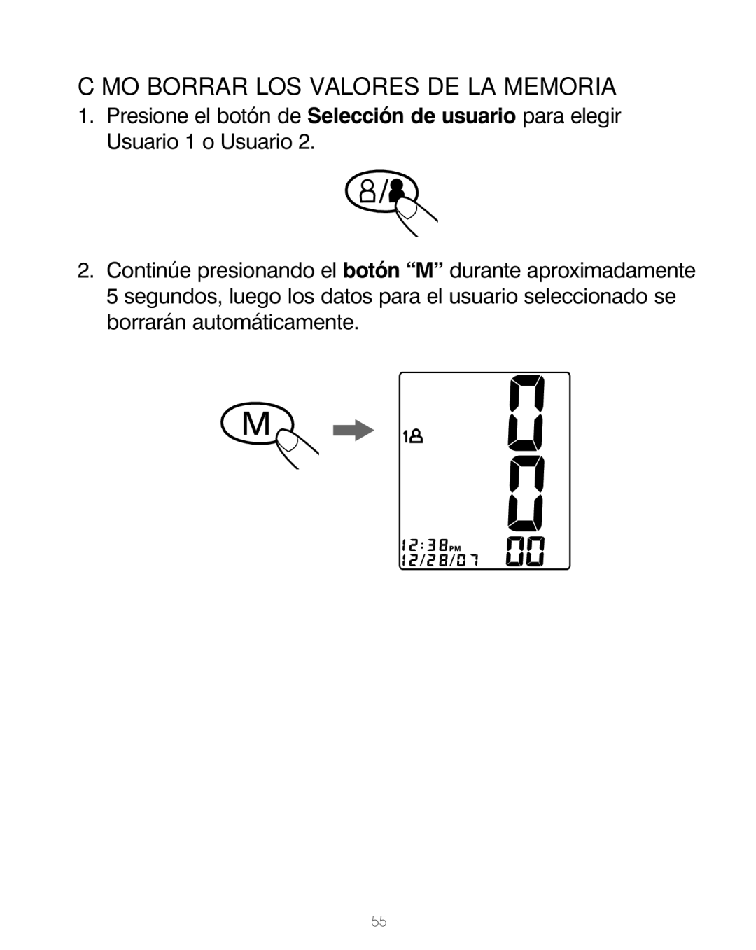 HoMedics BPA-200 manual Cómo Borrar LOS Valores DE LA Memoria 