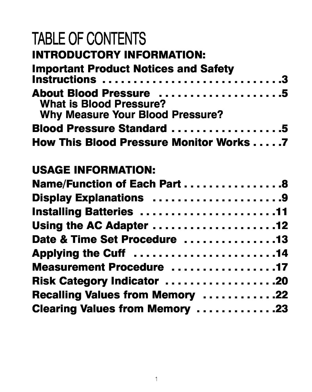 HoMedics BPA-200 manual Table Of Contents 