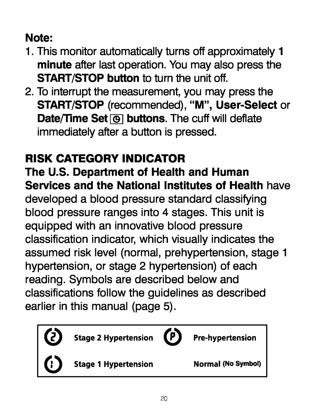 HoMedics BPA-200 manual Risk Category Indicator 
