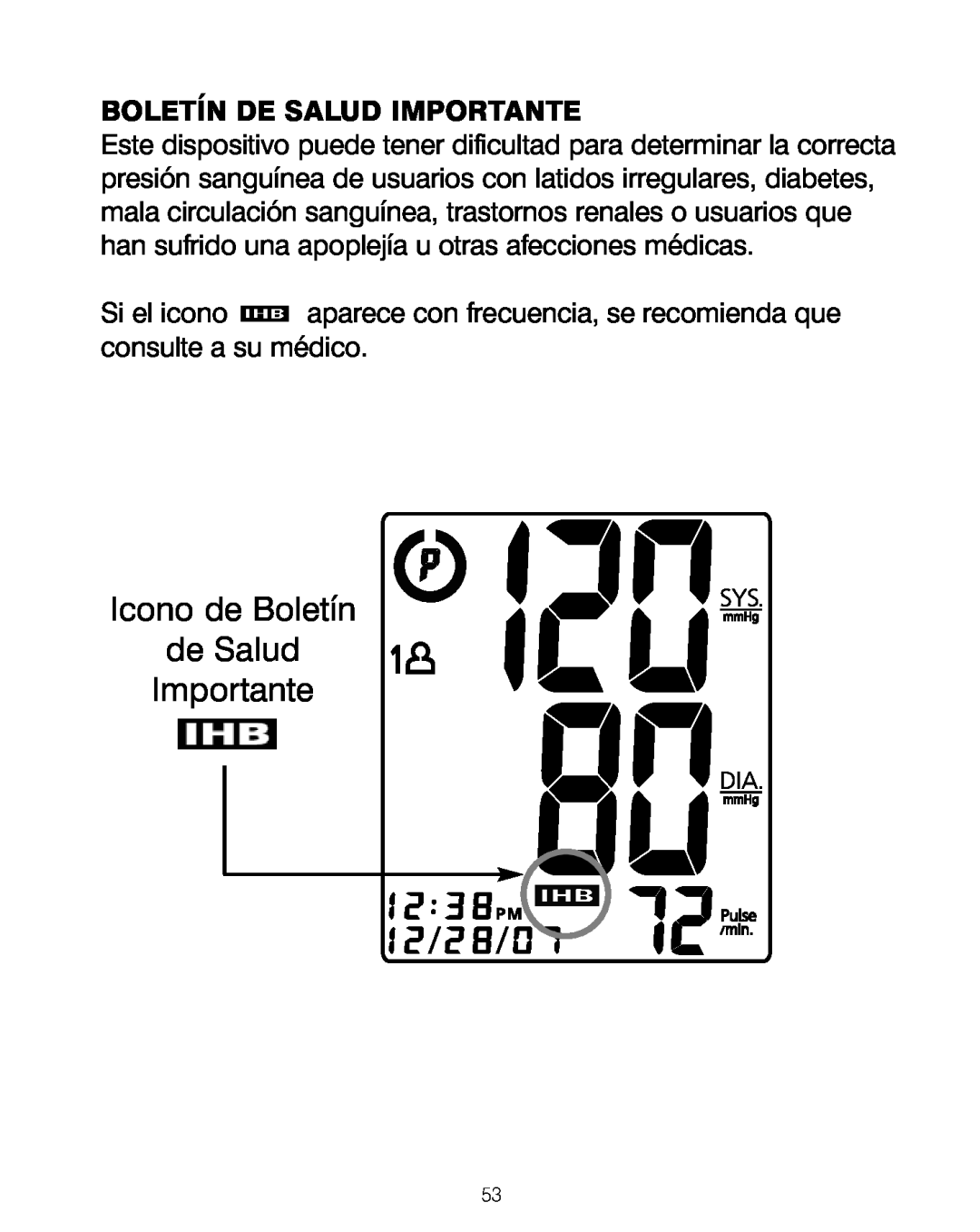 HoMedics BPA-200 manual Icono de Boletín de Salud Importante, Boletín De Salud Importante 