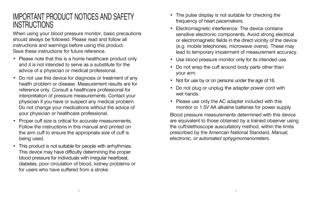 HoMedics BPA-201 manual Important Product Notices and Safety Instructions 