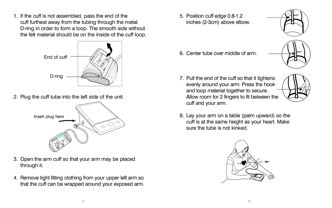 HoMedics BPA-201 manual Plug the cuff tube into the left side of the unit 