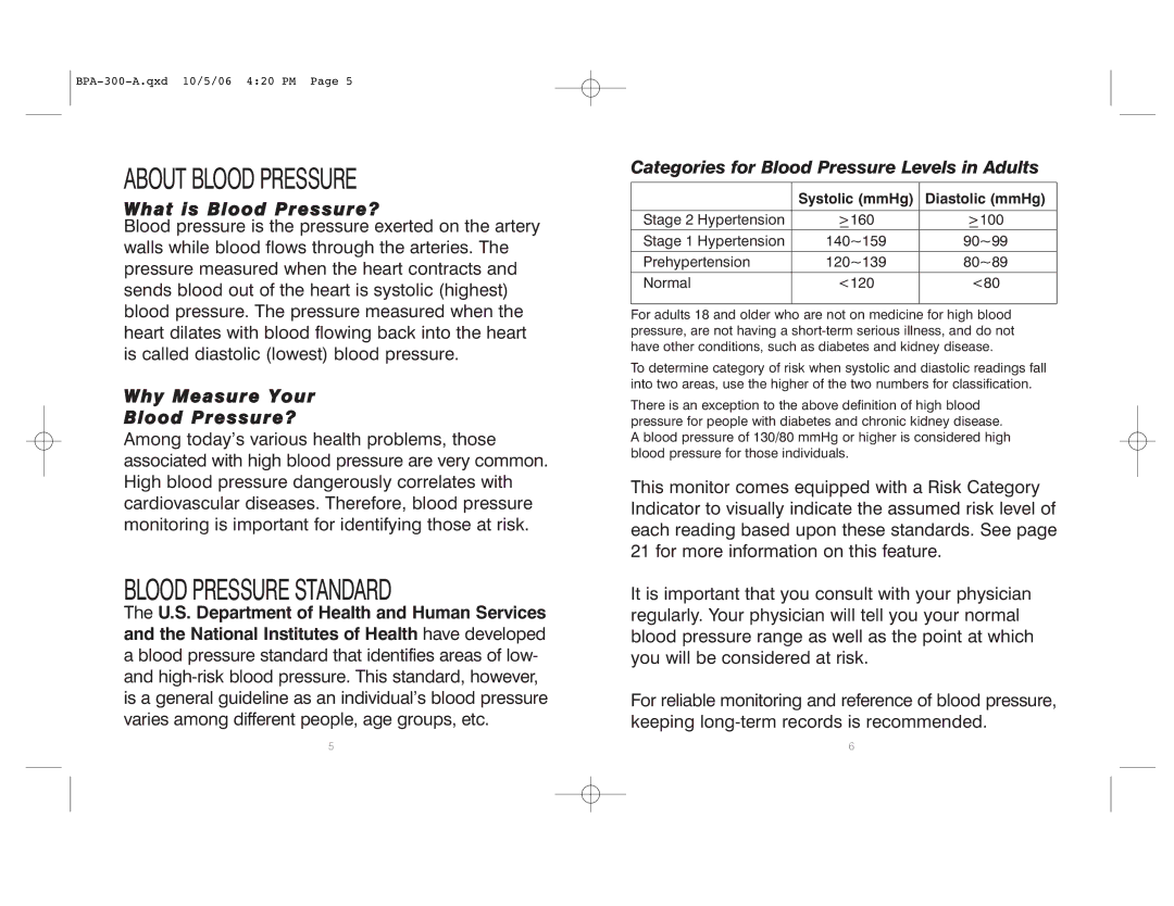 HoMedics BPA-300 warranty About Blood Pressure 