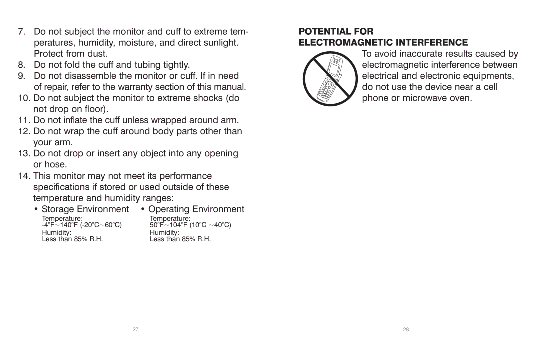 HoMedics BPS-060 warranty Potential for Electromagnetic Interference 