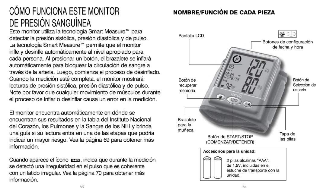 HoMedics BPW-201 manual DE Presión Sanguínea 