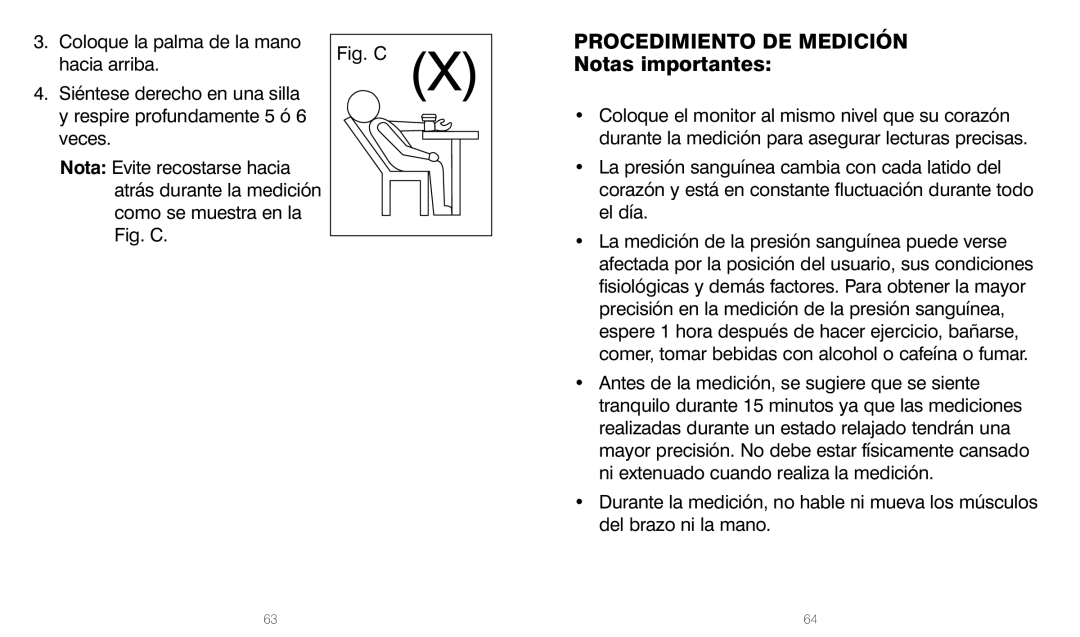 HoMedics BPW-201 manual Procedimiento DE Medición, Notas importantes 