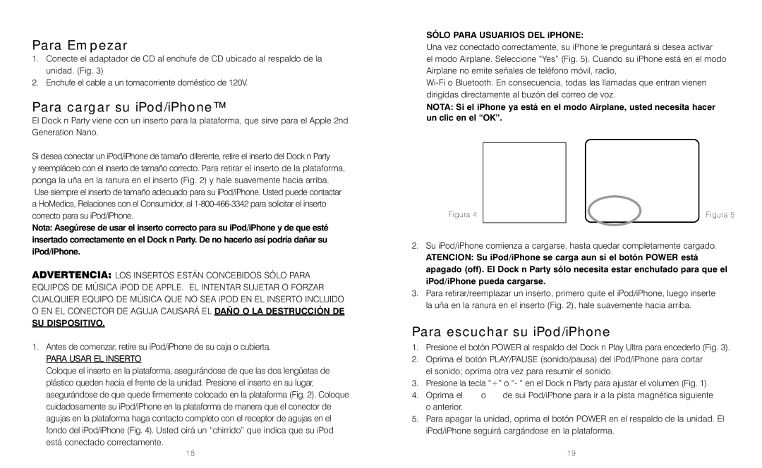 HoMedics DP-300 instruction manual Para Empezar, Para cargar su iPod/iPhone, Para escuchar su iPod/iPhone, SU Dispositivo 