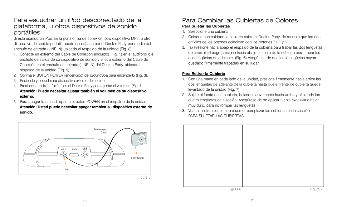 HoMedics DP-300 instruction manual Para Cambiar las Cubiertas de Colores, Para Sujetar las Cubiertas 