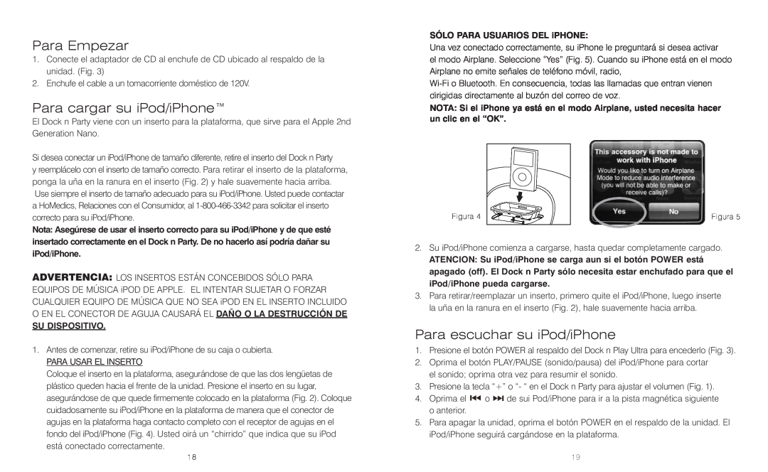 HoMedics DP-300 instruction manual Para Empezar, Para cargar su iPod/iPhone, Para escuchar su iPod/iPhone, Su Dispositivo 