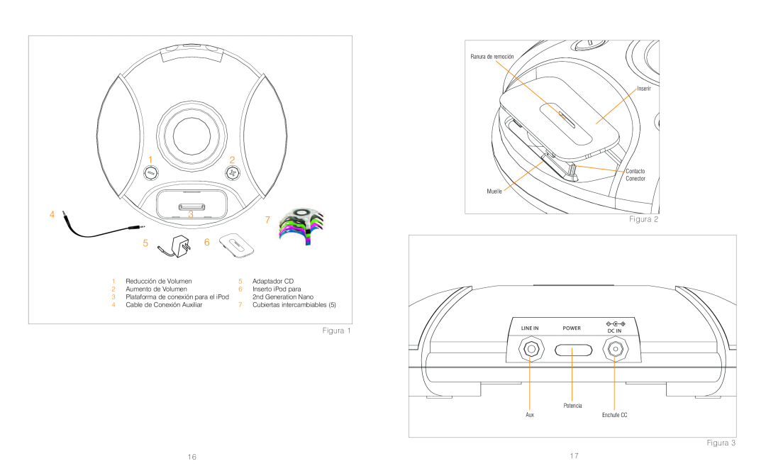 HoMedics DP-300 Figura, Reducción de Volumen, Adaptador CD, Aumento de Volumen, Inserto iPod para, 2nd Generation Nano 