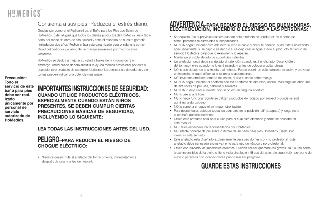 HoMedics HL200-1 instruction manual Importantes Instrucciones DE Seguridad 