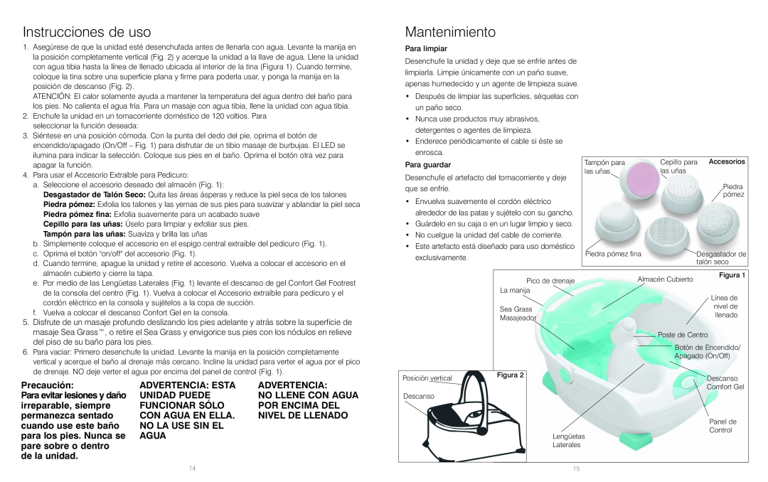 HoMedics HL200-1 instruction manual Instrucciones de uso, Mantenimiento 