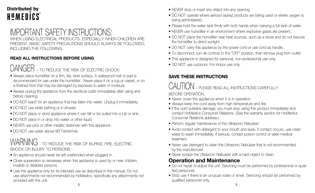 HoMedics HLM-SS10 manual 