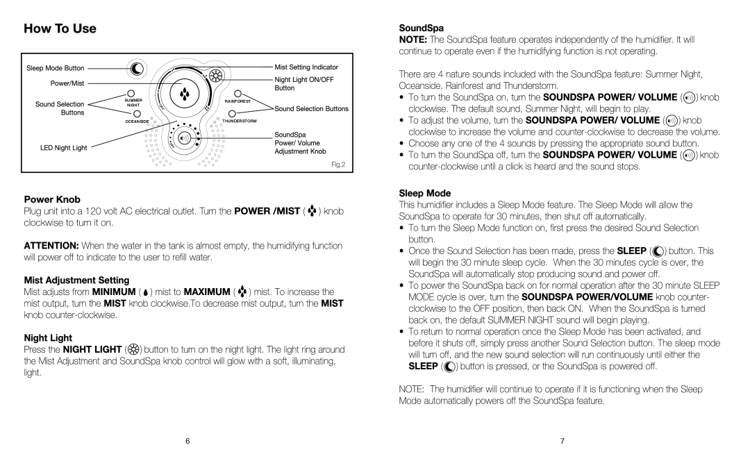 HoMedics HLM-SS10 manual Off 