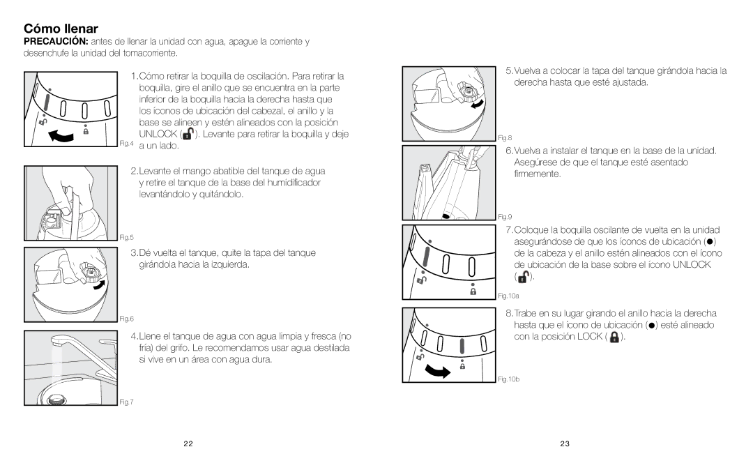 HoMedics HUM-CM50 instruction manual Cómo llenar 