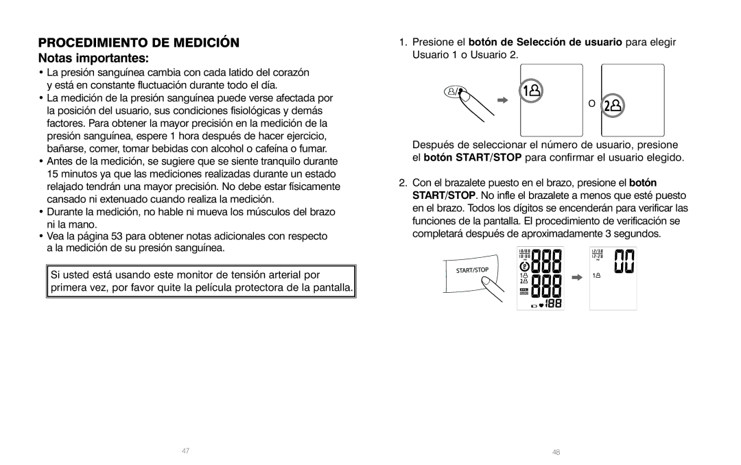 HoMedics PP-BPCUFF5, IB-BPA060A, BPA-060 manual Procedimiento DE Medición, Notas importantes 