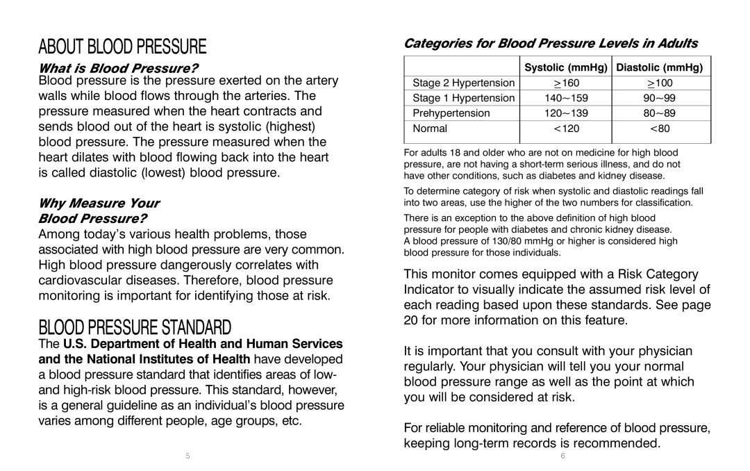 HoMedics PP-BPCUFF5, IB-BPA060A, BPA-060 manual About Blood Pressure, Systolic mmHg Diastolic mmHg 