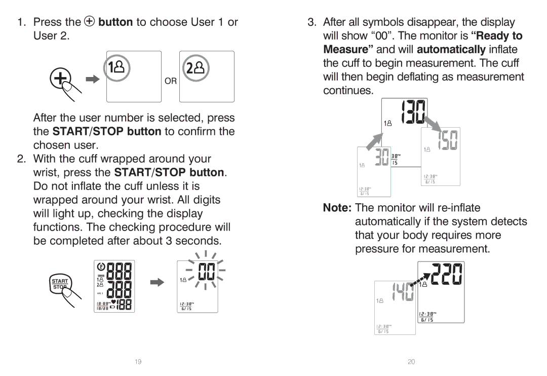 HoMedics BPW-060, IB-BPW060A manual Start Stop 