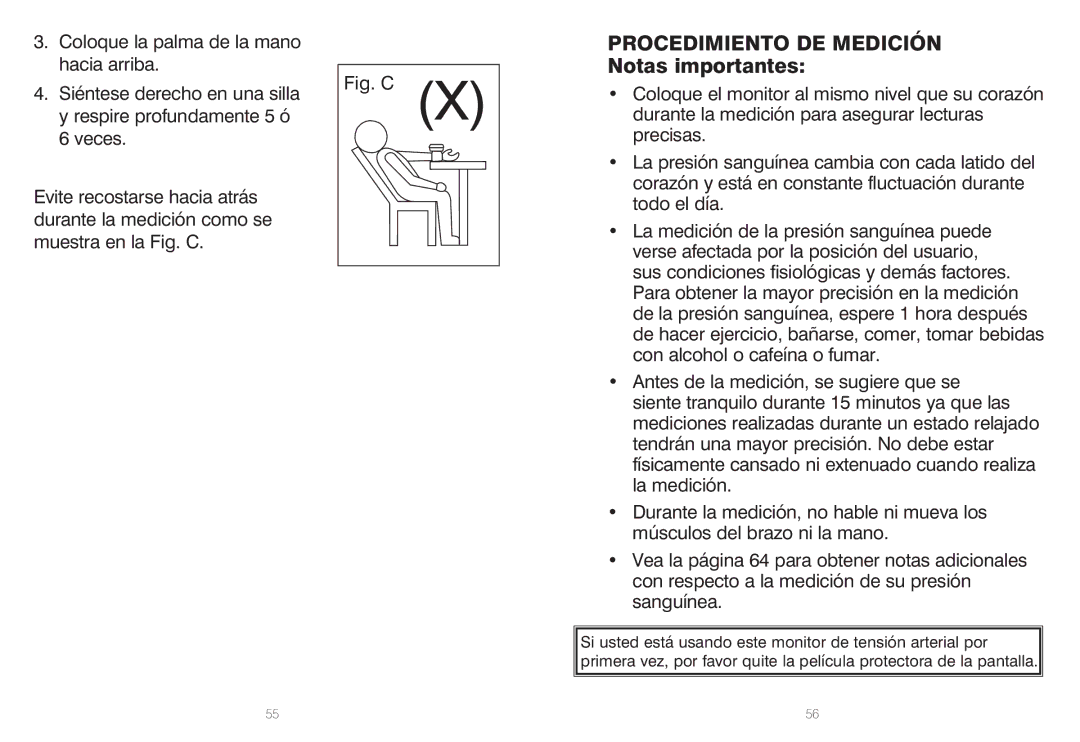 HoMedics BPW-060, IB-BPW060A manual Procedimiento DE Medición, Notas importantes 