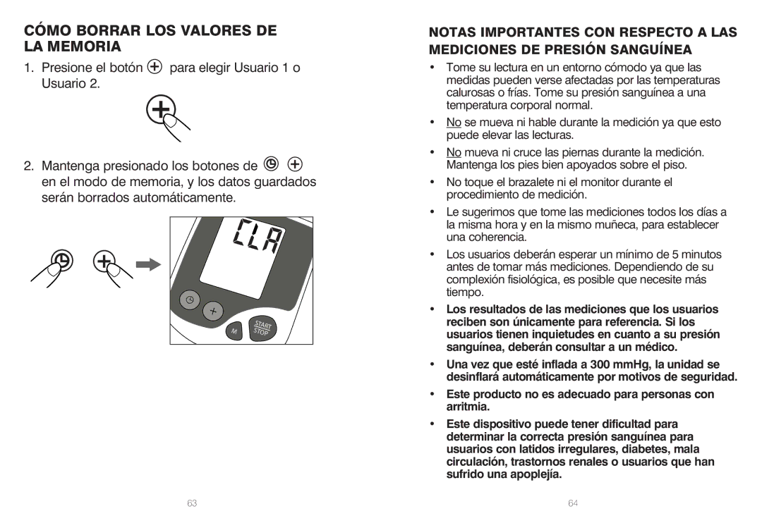 HoMedics BPW-060, IB-BPW060A manual Cómo Borrar LOS Valores DE LA€MEMORIA 