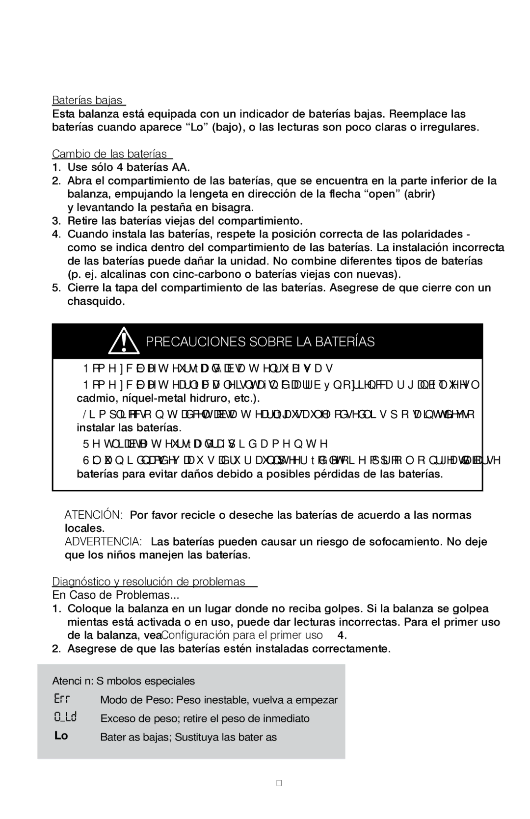 HoMedics IB-SC373C manual Precauciones Sobre LA Baterías 