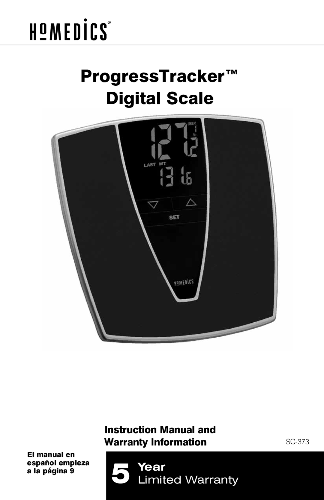 HoMedics IB-SC373C manual ProgressTracker Digital Scale 