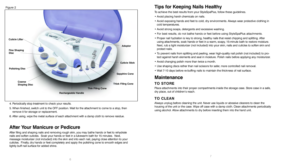 HoMedics MAN-150 After Your Manicure or Pedicure, Tips for Keeping Nails Healthy, Maintenance, To Store, To Clean 