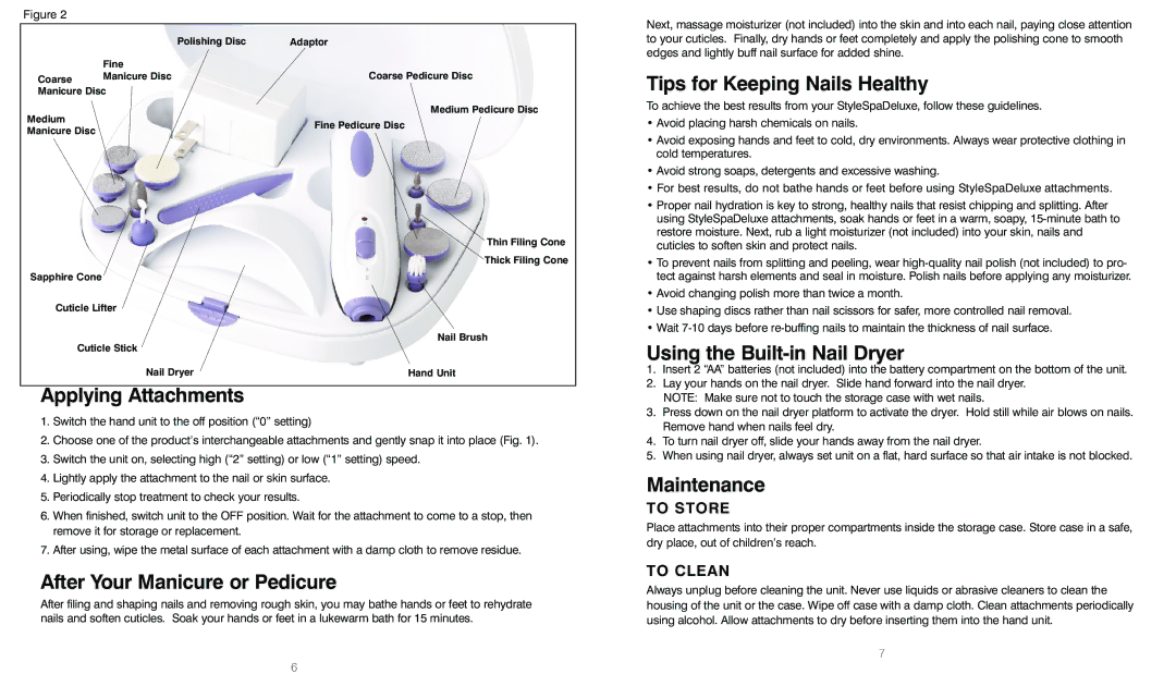 HoMedics MAN-170 Tips for Keeping Nails Healthy, Applying Attachments, After Your Manicure or Pedicure, Maintenance 