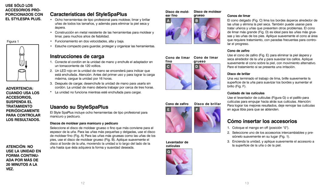 HoMedics Pedicure Foot Spa Características del StyleSpaPlus, Instrucciones de carga, Usando su StyleSpaPlus 