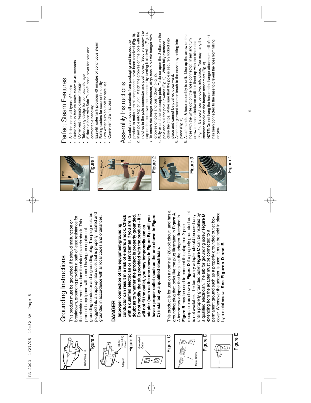 HoMedics IBPS200-C instruction manual Danger, Figure A, Figure B, Figure C, Figure D Figure E, PS-200C1/27/05 10 32 AM Page 