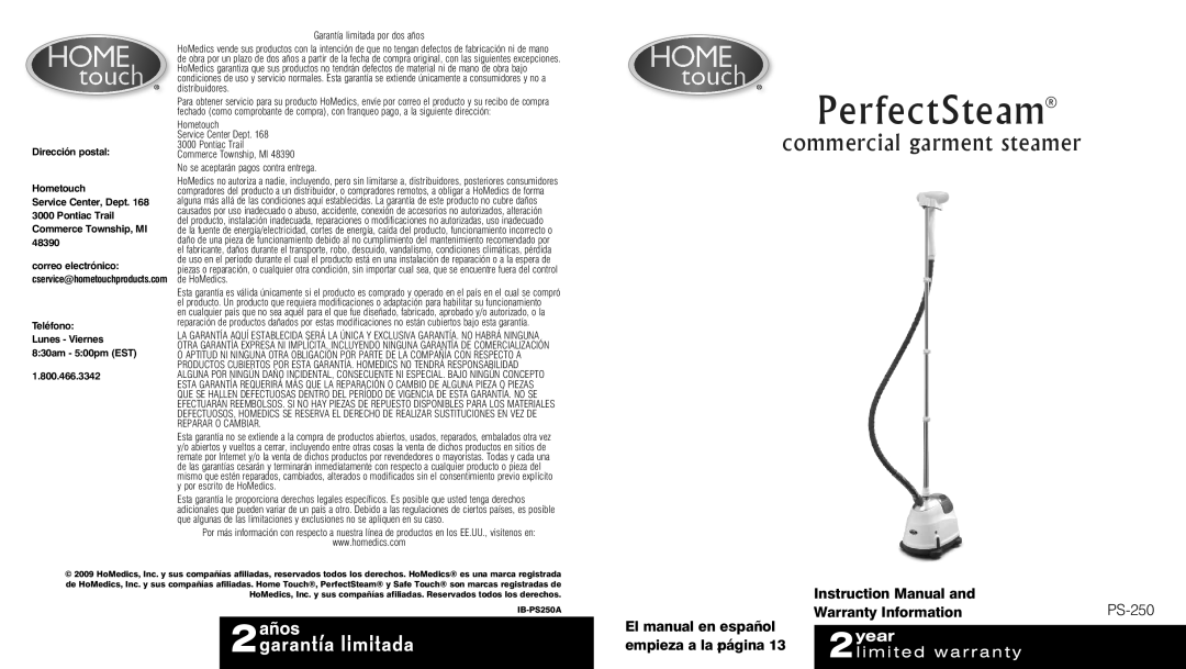 HoMedics PS-250 instruction manual PerfectSteam 