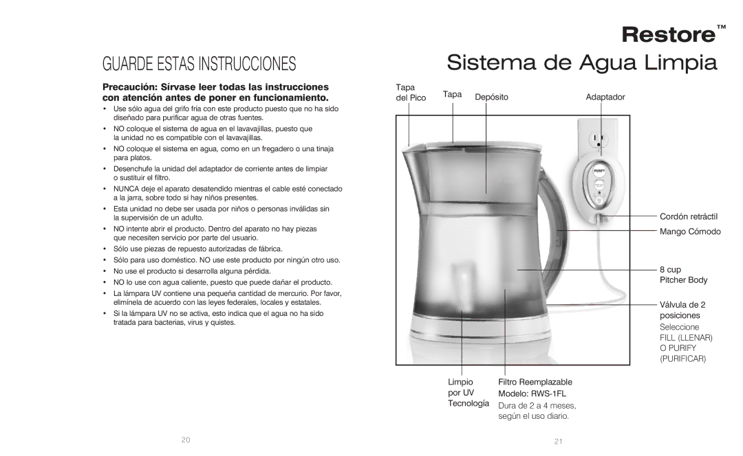 HoMedics IB-RWS100A, RWS-100, RWS-1FL instruction manual Guarde Estas Instrucciones 